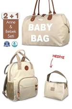 Stylo Bebek Bakım Kadın Omuz Çantası + Popi Anne Kadın Sırt Çantası Termos Çanta Hediye (POPİBABYBEJ)