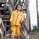 Su Geçirmez Çocuk Yağmur Montu Polar Astarlı Kapüşonlu Çocuk Yağmurluk Pure Mustard - Seçenekler: 98-104, 110-116, 122-128