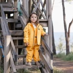 Su Geçirmez Çocuk Yağmur Seti | Polar Astarlı Yağmur Montu ve Yağmur Tulumu | Pure Mustard - Seçenekler: 98-104, 110-116, 122-128