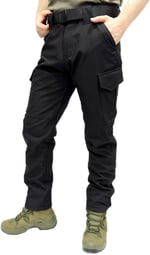 Su-Rüzgar Geçirmez Siyah Softshell Pantolon