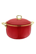 Sultan Emaye Kapaklı Yoğurt Tenceresi 22cm, 5 Litre, Kırmızı