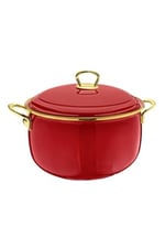 Sultan Emaye Kapaklı Yoğurt Tenceresi 22cm, 5 Litre, Kırmızı