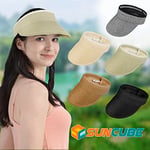 SUN CUBE Güneşlik Şapkası Kadın, Plaj Şapkası Geniş Kenarlı Hasır UV Koruması, Katlanabilir Paketlenebilir Şapka, Roll Up At Kuyruğu Yaz Siperliği