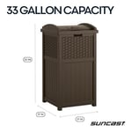 Suncast GHW1732 Dış Mekan Plastik 125 Litre Hasır Çöp Kutusu, Kahverengi