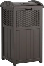 Suncast GHW1732 Dış Mekan Plastik 125 Litre Hasır Çöp Kutusu, Kahverengi