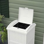 Suncast Veranda için 33 Galon Saklanan Çöp Kutusu - Reçine Kapaklı Dış Mekan Çöp Kutusu - Arka Bahçe, Güverte veya Terasta Kullanım - Beyaz, Model: GHW1732WH
