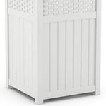 Suncast Veranda için 33 Galon Saklanan Çöp Kutusu - Reçine Kapaklı Dış Mekan Çöp Kutusu - Arka Bahçe, Güverte veya Terasta Kullanım - Beyaz, Model: GHW1732WH