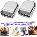 Süper Pratik Klipsli Elastik Akıllı Bağcık, Metal Tokalı Lastikli Ayakkabı Bağcığı,