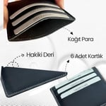 Süper Slim Hakiki Deri Kartlık, Para Cepli Unisex, Ince, Kadın Erkek Kredi Kartlık Cüzdan (Fındık, 6'lı Kartlık)