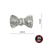 SüSLe Bebek ve Parti Polyester Papyon Fiyonk, 2,0 x 1,0 cm - 25 Adet - GÜMÜŞ