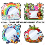 SüSLe Bebek ve Parti Safari Sevimli Hayvanlar Aynalı Duvar Stickerı, 33cm x 30cm