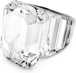 Swarovski Sekizgen Kesim Kristal/Paslanmaz Çelik Parlak Yüzük, 55 mm Boyut, Beyaz