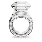 Swarovski Sekizgen Kesim Kristal/Paslanmaz Çelik Parlak Yüzük, 55 mm Boyut, Beyaz