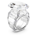 Swarovski Sekizgen Kesim Kristal/Paslanmaz Çelik Parlak Yüzük, 55 mm Boyut, Beyaz