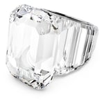 Swarovski Sekizgen Kesim Kristal/Paslanmaz Çelik Parlak Yüzük, 55 mm Boyut, Beyaz