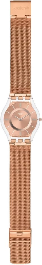 Swatch Montre Hello Darling en acier rose Skin, Kayış