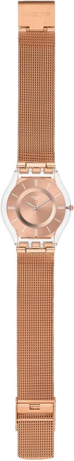 Swatch Montre Hello Darling en acier rose Skin, Kayış