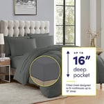 Sweet Home Collection Ultra Yumuşak Kuş Tüyü Alternatif Set ve Lüks Çarşaflar, Polyester, Gri, Queen - Seçenekler: Twin XL, California King, Full, King, Queen, RV Short Queen...