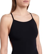 Swimsuit Lace Back Solid Kadın Siyah Yüzücü Mayo 004651501
