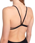 Swimsuit Lace Back Solid Kadın Siyah Yüzücü Mayo 004651501