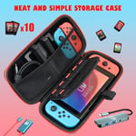 Switch Carrying Case for Nintendo Switch OLED/LITE, Protable Slim Light Travel Storage Bag Pouch for Console Joycon & Video Game Accessories, Protective Hard Shell Cover with Handle, Gift to Boy Girl