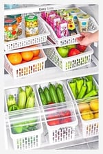 SY-2171 Plastik Büyük Dolap İçi Sebze Meyve Düzenleyici Beyaz 4'lü Set Beyaz