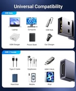 Syntech USB C Kadın - USB Erkek Adaptör 3'lü Paket [Seyahat Olması Gerekenler, Alüminyum] USB C - USB Adaptörü, Tip C Şarj Kablosu Güç Dönüştürücü iPhone 17 16 15 Apple Watch AirPods CarPlay ile