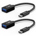 Syntech USB-C - USB adaptörü, 2'li paket USB-C - USB 3.0, 10Gbps Type-C, Thunderbolt 3 - USB OTG kablosu, iPhone 17/16/15 Pro Max, iPad mini 6, MacBook Pro/Air/Neo ile uyumlu, siyah