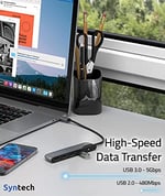 Syntech USB C - USB Hub 4 Bağlantı Noktası, Tip C - USB 3.0 Hub, USB C - USB Adaptörü (USB 2.0), Thunderbolt 3 - USB Hub Thunderbolt 4 MacBook Pro, iPad Pro, iMac, Surface ile Uyumlu