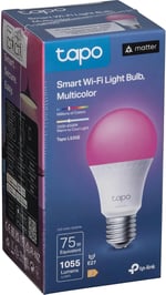 Tapo TP-Link L535E, Matter Wi-Fi LED Akıllı Ampul, Çok Renkli, E27,75W 806 Amazon Alexa ve Google Home ile Çalışır, Renk Değiştirilebilir, Hub Gerekmez