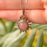 Taş Sandığı Pembe Kuvars Taşı Güneş Kolye