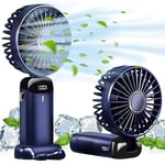 Taşınabilir El Vantilatörü, USB Şarj Edilebilir Kişisel Fan, 4800mAh, 90° Katlanabilir Mini Masa Fanı, Led Dijital Ekranlı 5 Hız Çok Fonksiyonlu Fan Dış Mekan İç Mekan için (Mavi)