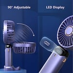Taşınabilir El Vantilatörü, USB Şarj Edilebilir Kişisel Fan, 4800mAh, 90° Katlanabilir Mini Masa Fanı, Led Dijital Ekranlı 5 Hız Çok Fonksiyonlu Fan Dış Mekan İç Mekan için (Mavi)