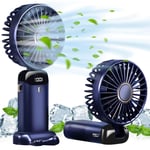 Taşınabilir El Vantilatörü, USB Şarj Edilebilir Kişisel Fan, 4800mAh, 90° Katlanabilir Mini Masa Fanı, Led Dijital Ekranlı 5 Hız Çok Fonksiyonlu Fan Dış Mekan İç Mekan için (Mavi)