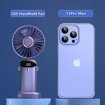 Taşınabilir El Vantilatörü, USB Şarj Edilebilir Kişisel Fan, 4800mAh, 90° Katlanabilir Mini Masa Fanı, Led Dijital Ekranlı 5 Hız Çok Fonksiyonlu Fan Dış Mekan İç Mekan için (Mavi)
