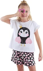 Tatlı Baykuş Kız Çocuk T-shirt Şort Takım