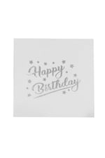 Tatlı Günler BEYAZ Yaldızlı GÜMÜŞ Varaklı HAPPY BİRTHDAY BASKILI Sunumluk Peçete 16 Adet Doğum Günü Parti