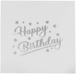 Tatlı Günler BEYAZ Yaldızlı GÜMÜŞ Varaklı HAPPY BİRTHDAY BASKILI Sunumluk Peçete 16 Adet Doğum Günü Parti