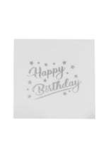 Tatlı Günler BEYAZ Yaldızlı GÜMÜŞ Varaklı HAPPY BİRTHDAY BASKILI Sunumluk Peçete 16 Adet Doğum Günü Parti