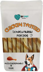 Tavuk Sargılı Burgu Köpek Ödül Maması, Köpek Ödül Kemiği, Chicken Twisted, 10 Sticks