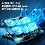 TechTic Z33 Laptop Soğutucu Standı 8 Fanlı Turbo 3000RPM Sessiz RGB Soğutucu 17İnç Ayarlanabilir