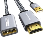 TECHTOBOX HDMI DisplayPort Adaptörü 4K60Hz [Örgülü, Yüksek Hız] HDMI Kaynağı DP Monitör Dönüştürücü, HDMI Erkek Ekran Bağlantı Noktası Dişi PC Grafik Kartı Dizüstü PS5/4