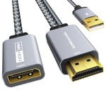 TECHTOBOX HDMI DisplayPort Adaptörü 4K60Hz [Örgülü, Yüksek Hız] HDMI Kaynağı DP Monitör Dönüştürücü, HDMI Erkek Ekran Bağlantı Noktası Dişi PC Grafik Kartı Dizüstü PS5/4