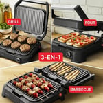Tefal Tefal SuperGrill 3in1 4 Porsiyon Kapasiteli 2000 Watt Barbekü Izgara ve Tost Makinesi - Inox | Ayarlanabilir termostat, 3 yükseklik ayarlı fırın kademesi, çıkarılabilir plakalar