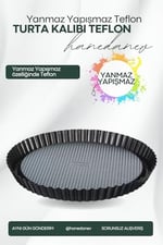 Teflon Kaplama Turta Kalıbı 28 Cm - Tırtıklı Turta Kalıbı - Yanmaz Yapışmaz Yüzey