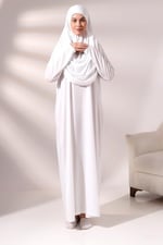 Tek Parça Namaz Elbisesi - Beyaz - 5015