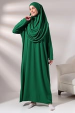 Tek Parça Namaz Elbisesi - Zümrüt Yeşili - 5015