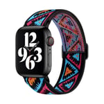 Teknoft Apple Watch ile Uyumlu Etnik Desen Motifli Ayarlanabilir Tokalı Bohemian Serisi Yumuşak Kumaş Kordon - Seçenekler: 38-40-41mm, 42-44-45-46-49mm