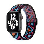 Teknoft Apple Watch ile Uyumlu Etnik Desen Motifli Ayarlanabilir Tokalı Bohemian Serisi Yumuşak Kumaş Kordon - Seçenekler: 38-40-41mm, 42-44-45-46-49mm