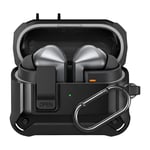Teknoft Samsung Galaxy Buds 3 Pro, Buds 3 ve Buds 3 FE ile Uyumlu Mandallı Kapak Kilit Sistemli Mat Dokulu Darbelere Dayanıklı Premium Silikon Kılıf
